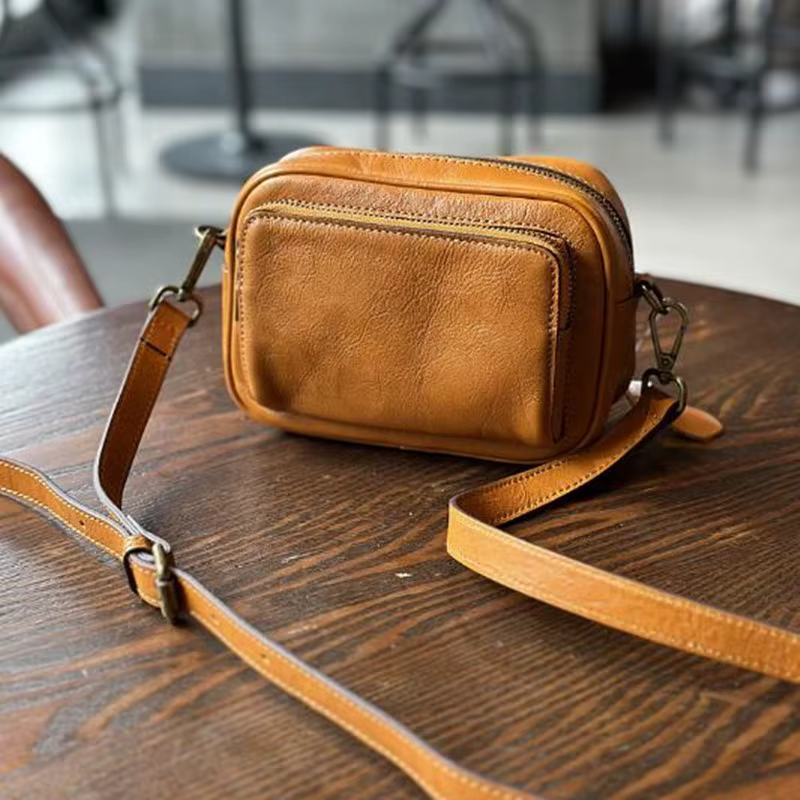 Sac photo en cuir tendance pour femme, nouvelle collection été 2026, petit sac carré en cuir de vach