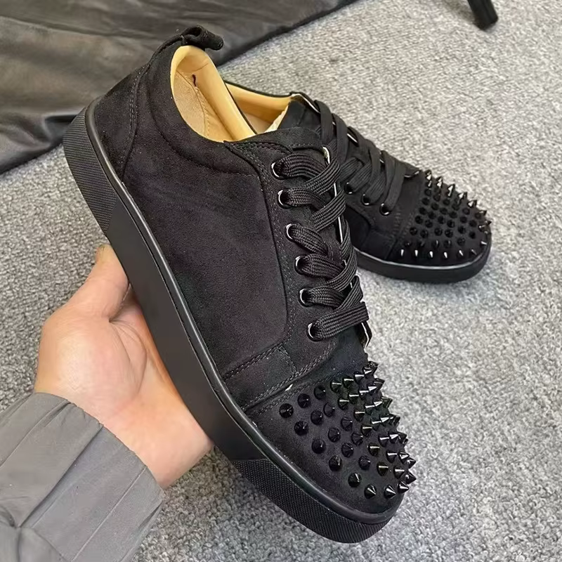 Hommes de luxe mode fête discothèque pointes chaussures cloutées à lacets appartements rivets chauss