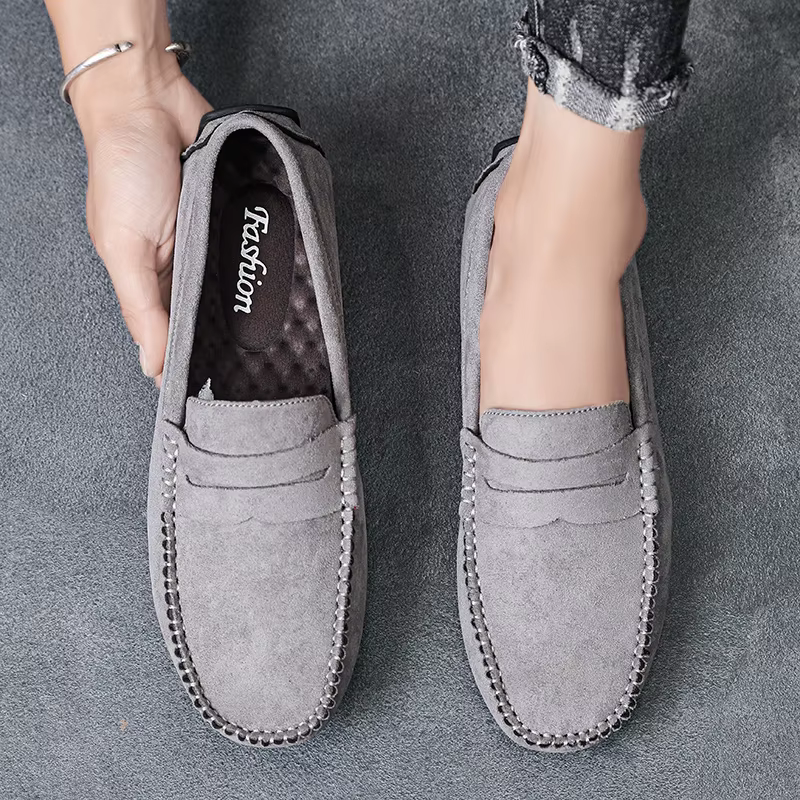 Mode daim hommes chaussures décontractées respirant confort sans lacet hommes chaussures de conduite