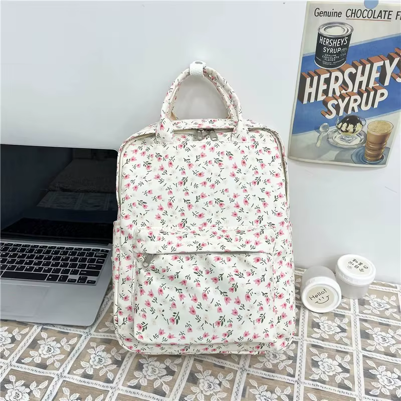 Petit sac à dos floral d'art littéraire personnalisé – Style académie japonaise, polyvalent pour les