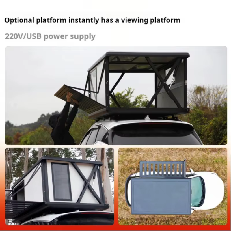 Tente de toit rigide tout-terrain en aluminium avec système de levage électrique pour toit de voitur