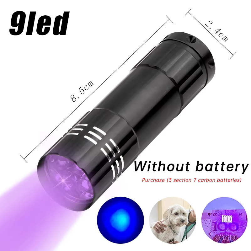 Lampe de poche UV LED Portable, torche Ultraviolette Zoomable 395/365nm, lampe d'inspection étanche,