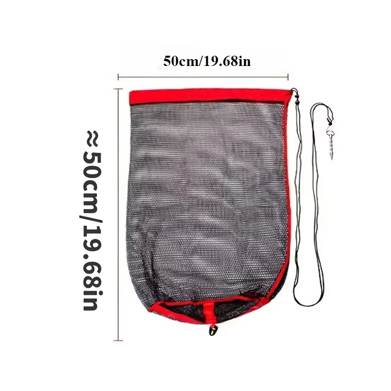 Sac de collecte de pêche, filet de connexion, filet de pêche Portable avec cordon de serrage, sac de