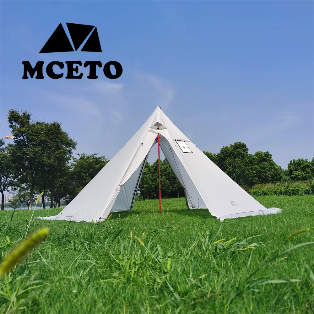 Tente Tipi Légère avec Tuyaux de Cannelure Ignifuge, Fenêtre Tipi, Tentes pour Équipe Familiale, Sac