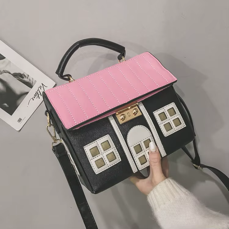 Sacs à bandoulière pour femmes, style punk tendance, 3D, forme de maison, sacs à main créatifs et au