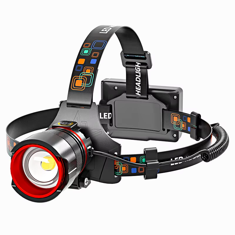 Lampe frontale LED ultra-lumineuse, étanche, avec détecteur de mouvement, zoom réglable, rechargeabl