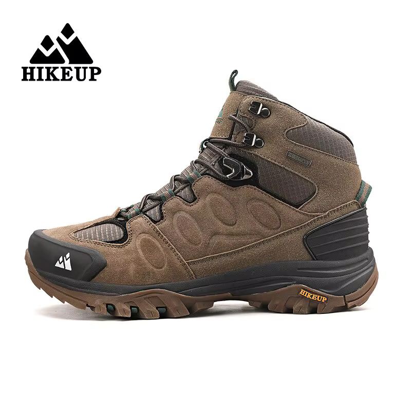 HIKEUP-Bottes de randonnée en daim pour hommes, chaussures de plein air à lacets, bottes de sport ch