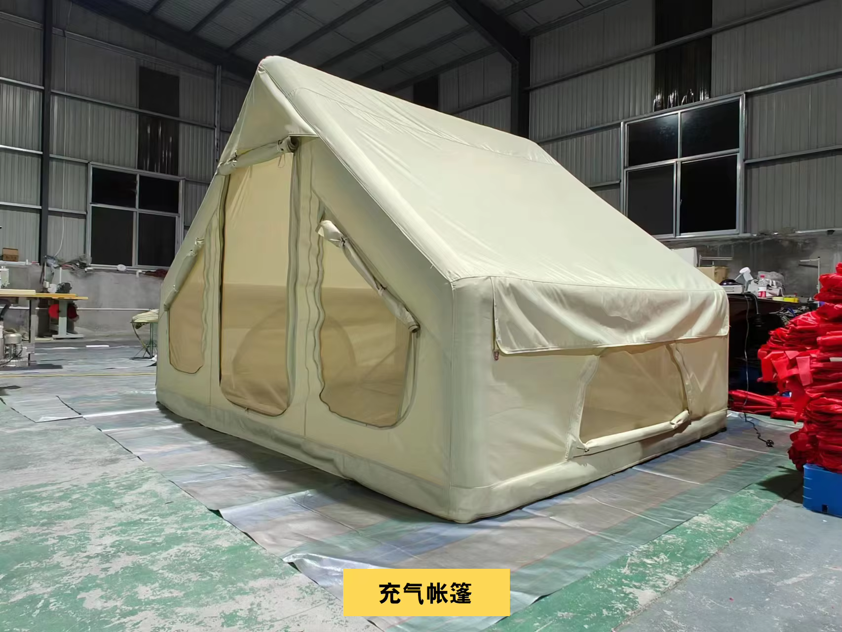 Grande tente gonflable, tente de glamping en toile Oxford et coton aérien, tente de camping imperméa
