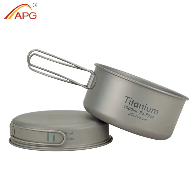 APG-Poêle en titane ultralégère pour camping en plein air, casserole en titane, ustensiles de cuisin