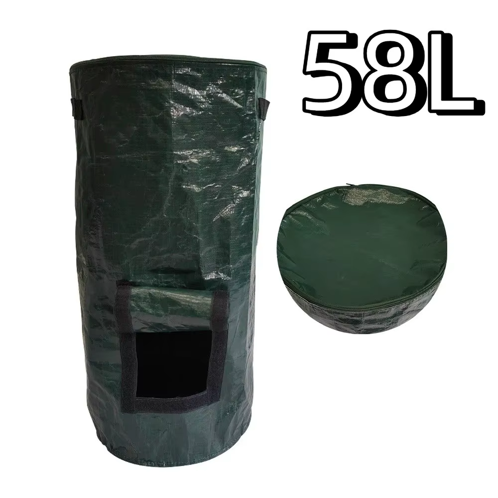 Sac de collecte des déchets résistant à l'usure avec couvercle zippé et poignées, sacs à feuilles et