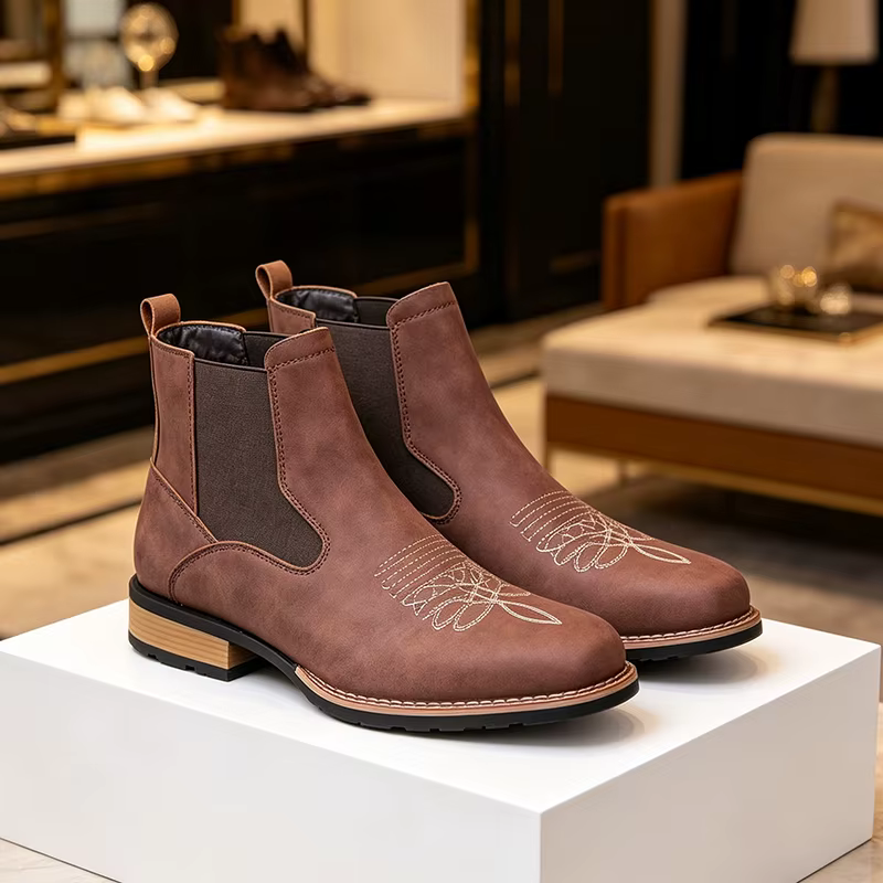 Bottes Chelsea pour hommes, bottes en cuir décontractées de haute qualité, bottes rétro à la chevill