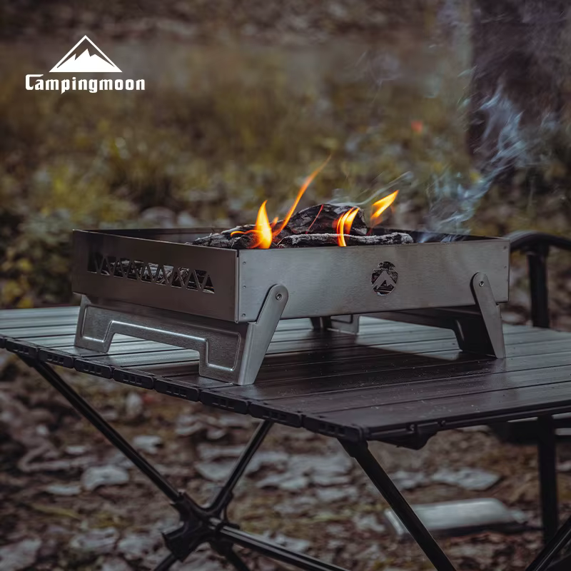 Foyer en acier inoxydable Campingmoon MT-6-LT Eva de feu de camp pliant portable