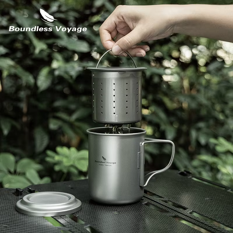 Boundless Voyage-Tasse en Titane avec Filtre, Tasse à Café, Thé, Portable, observateur, Camping en P