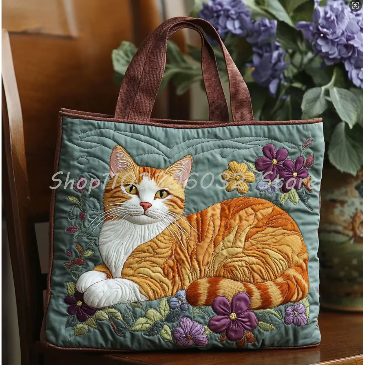 Sac fourre-tout matelassé imprimé chats orange animaux pour femmes et hommes, sac de voyage, sac de 