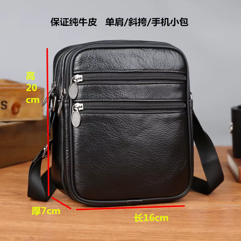 Sac à bandoulière pour homme en cuir véritable, petit sac messager décontracté, sacoche d'affaires 2