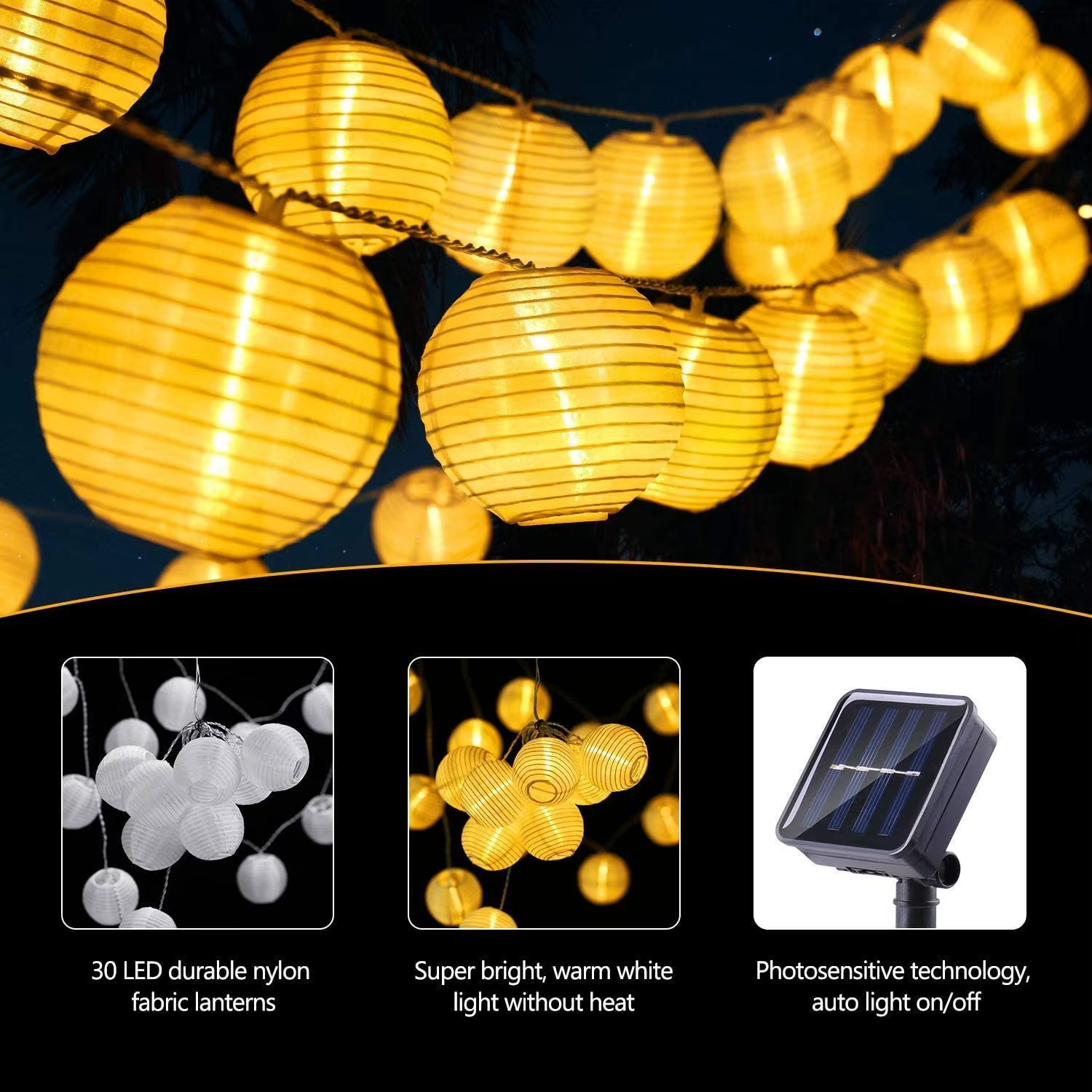 Lanterne solaire chaîne lumières étanche extérieure LED guirlande fée lumière Patio jardin décoratio