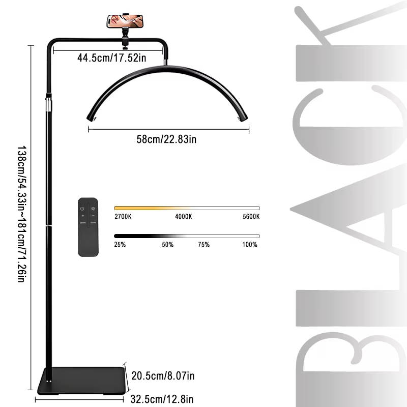 Lumière de remplissage sur pied demi-lune 40W, variable pour Salon de beauté, coupe et Massage, lumi