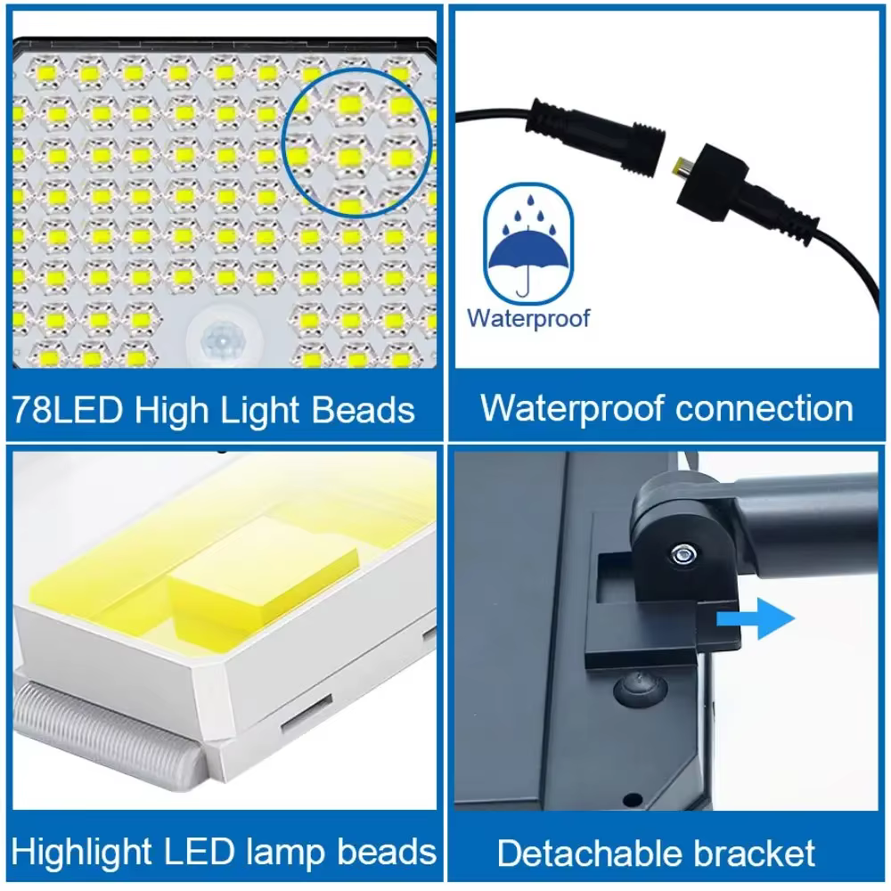 234/280 LED lumières solaires pour capteur de mouvement extérieur lumières d'inondation solaires éta