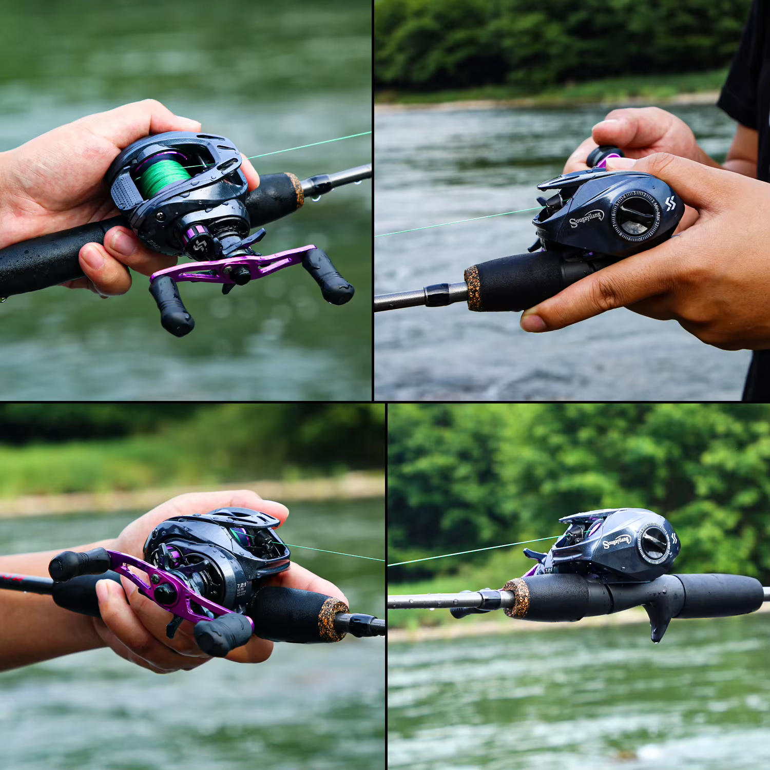 Sougayilang 1.7m canne à pêche canne à pêche en Fiber de carbone et moulinet Baitcasting combo avec
