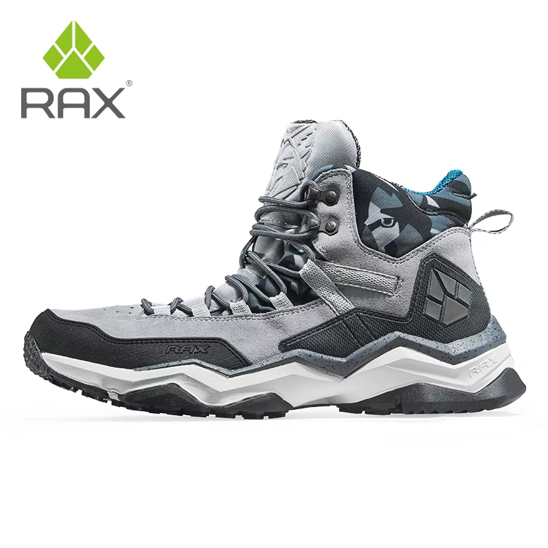 RAX hommes chaussures de randonnée mi-haut imperméable en plein air Sneaker hommes en cuir Trekking