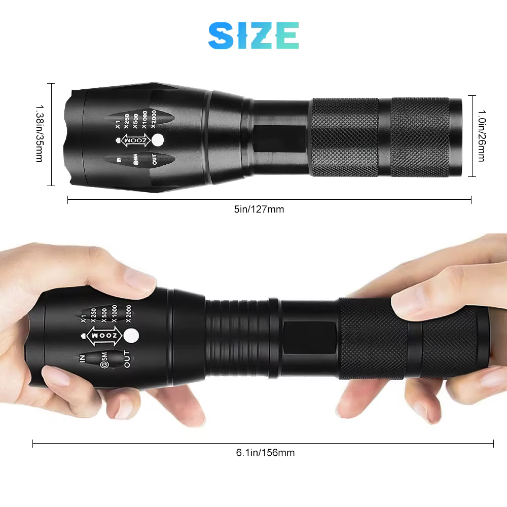 Lampe de poche LED étanche pour camping en plein air, lampe de poche injuste, torche portable, trava