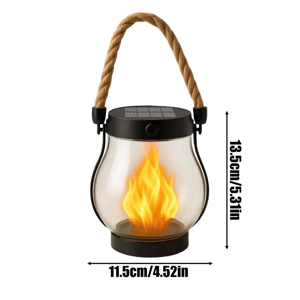 Lanternes solaires extérieures lampe étanche lanterne solaire flamme vacillante USB charge décoratio