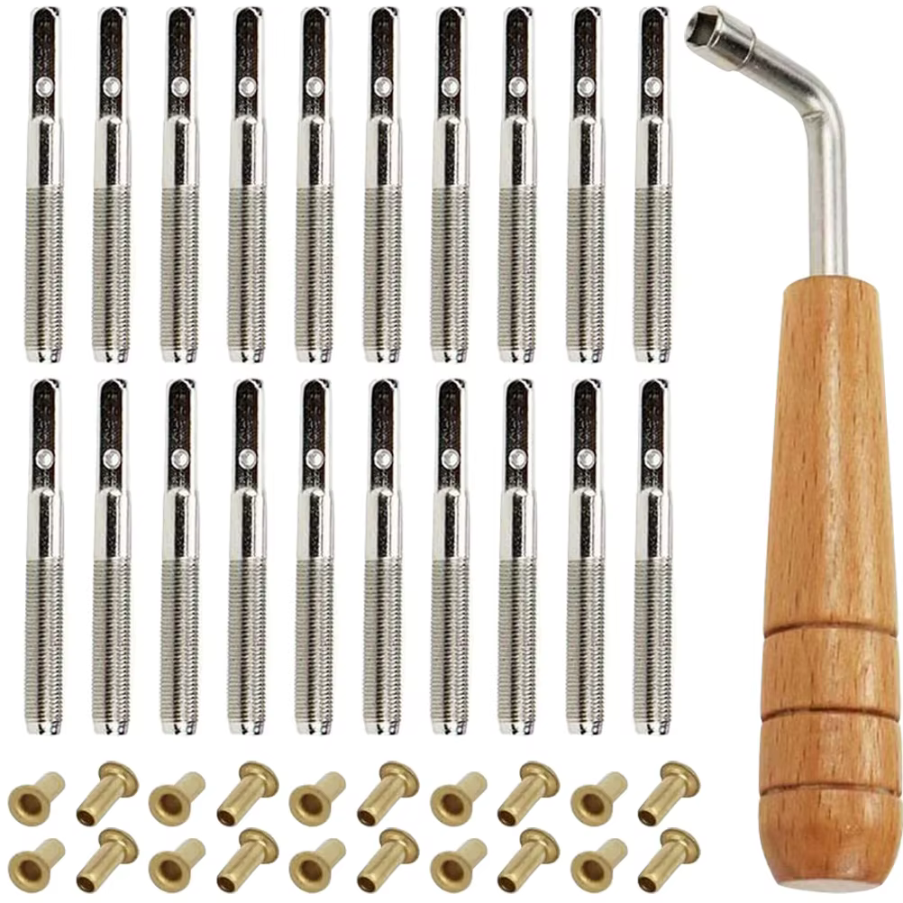 1 ensemble d'accessoires professionnels pour harpe lyre, comprenant des clous à cordes robustes, des