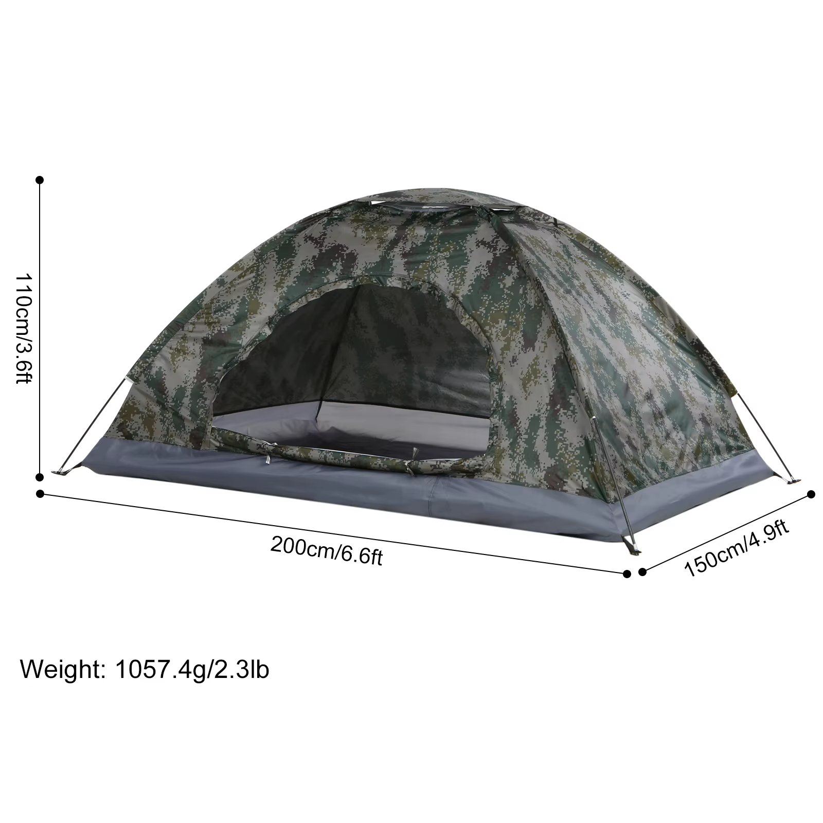 Tente de camping ultralégère pour 1/2 personnes, tente de randonnée portable monocouche, revêtement