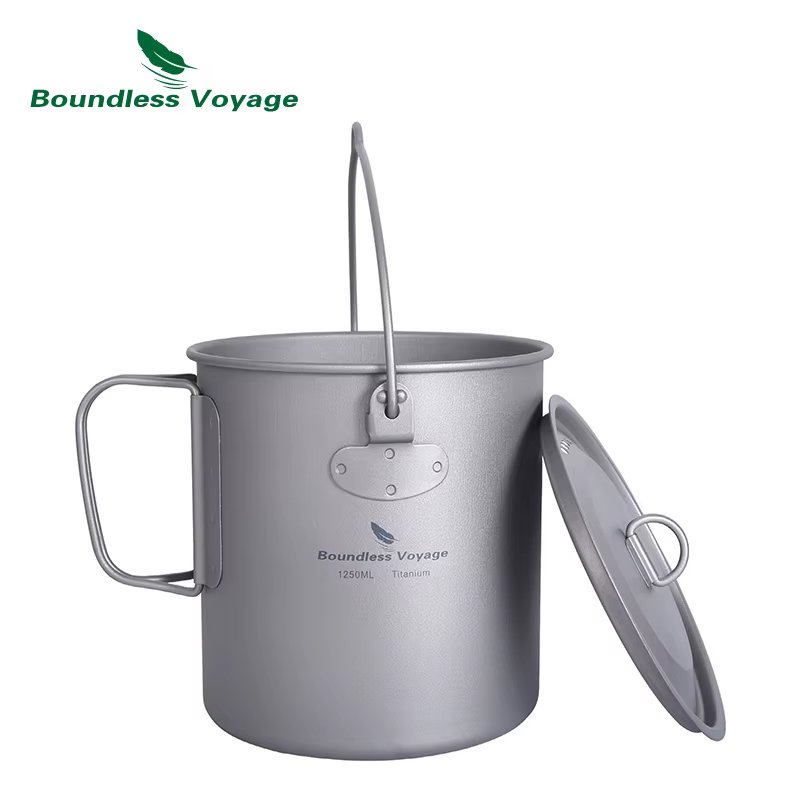 Boundless Voyage Camping Titanium Cup Mug, Outdoor Tourist Picnic Cooking Face Pot, Britware, Randon