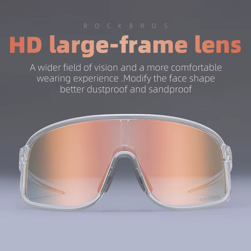 ROCKBROS lunettes photochromiques HD lentille à grande monture lunettes de soleil d'équitation en pl
