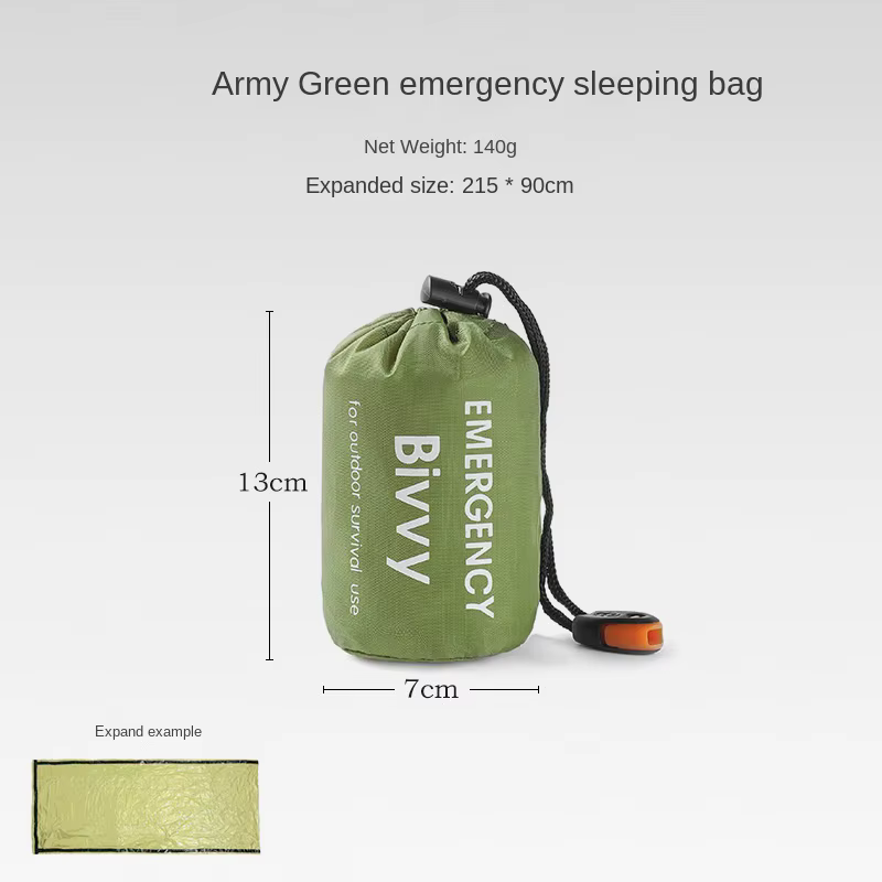 Sac de couchage de survie d'urgence en plein air, couverture thermique en Mylar, sac étanche et réut