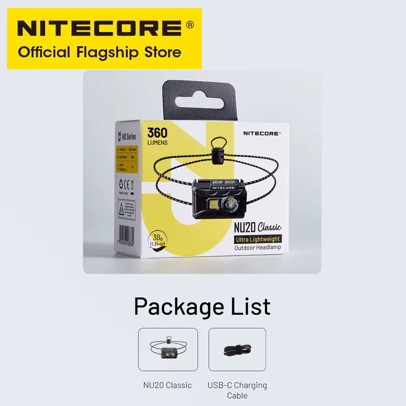 NITECORE NU20 lampe frontale Rechargeable USB-C classique 38 g phare Ultra léger pour sac à dos Camp
