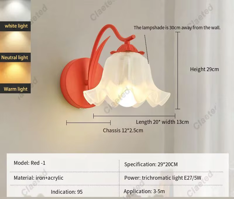 Rétro crème campagne Style fleur dos trois couleurs applique chambre lampe de chevet salon escalier 
