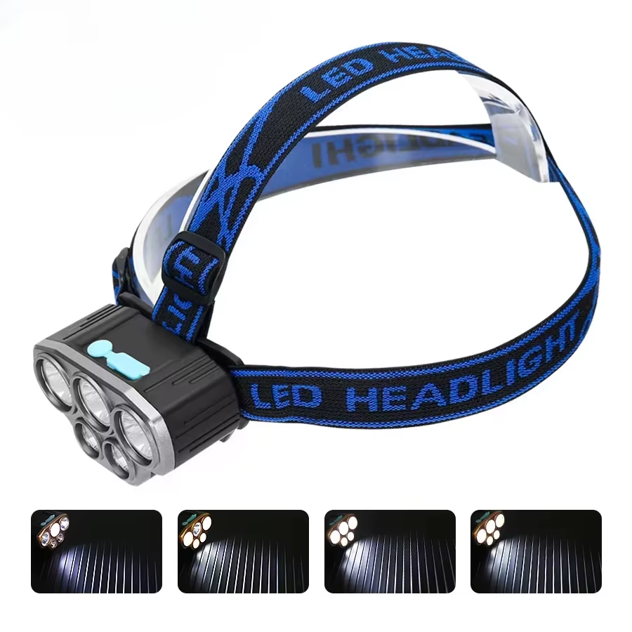 Lampe frontale puissante et lumineuse à 5/11 LED avec batterie intégrée, lampe frontale rechargeable