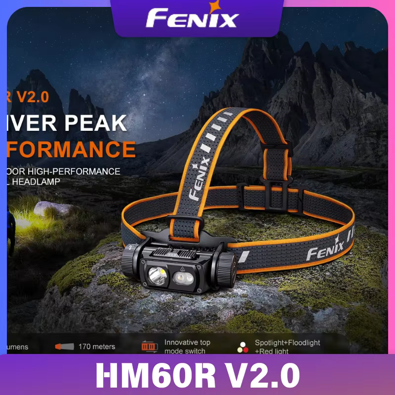 Lampe frontale rechargeable Fenix HM60R V2.0 1600 lumens, charge rapide USB-C, projecteur et éclaira