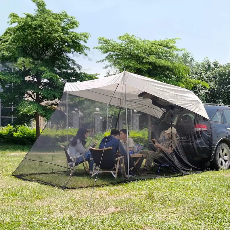 Tente Arrière SUV pour Camping Imperméable Pare-soleil Anti-Moustique Tente de Coffre Auvent Arrière