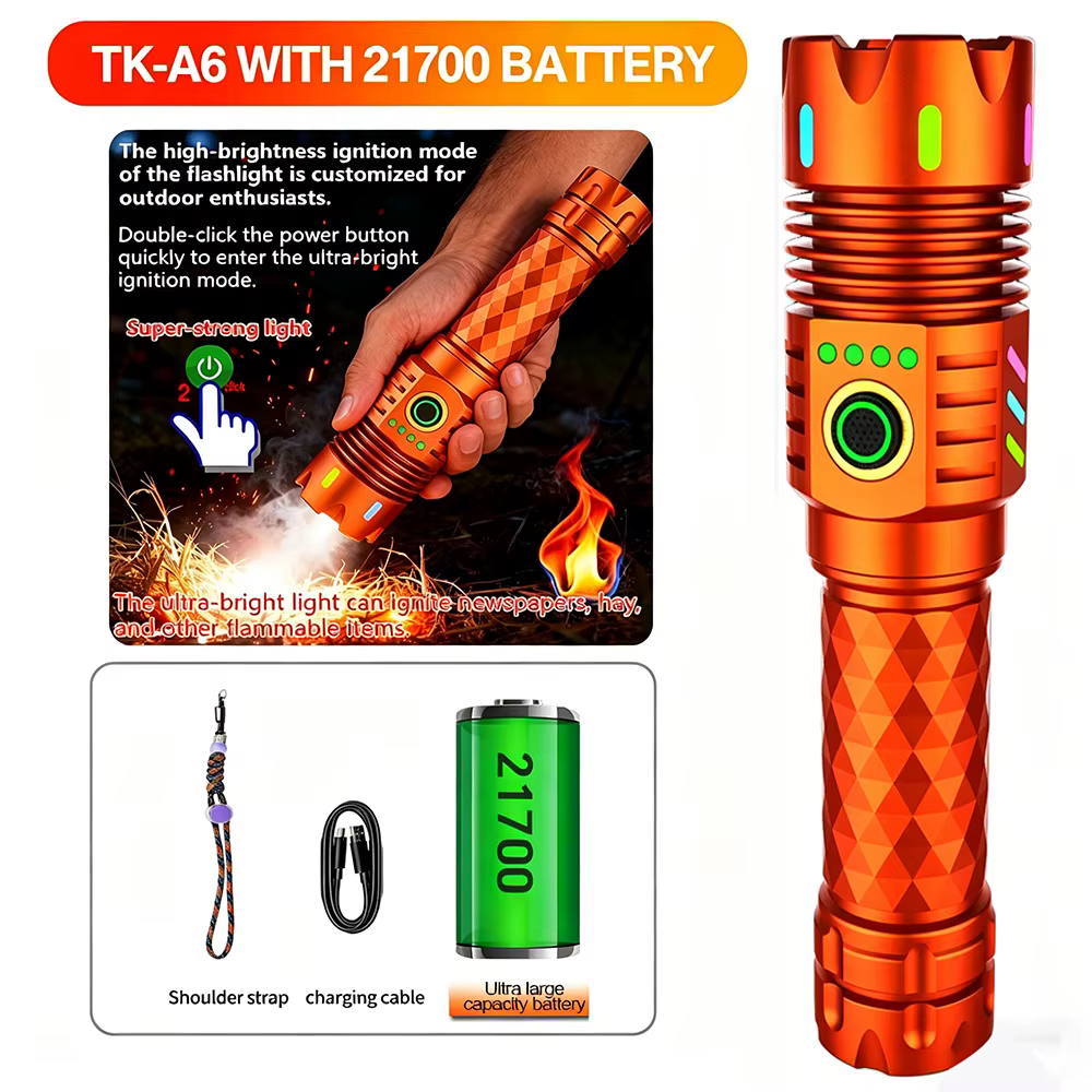 Lampe torche rechargeable haute puissance 4 LED, torche tactique avec aimant, lentille USB, faisceau