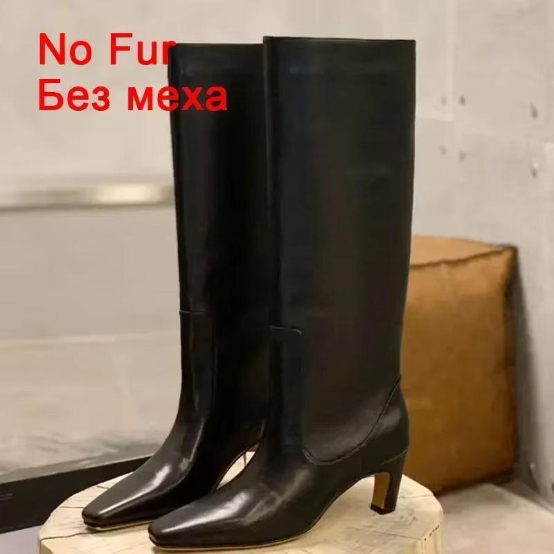 ZHAMTA-Bottes au genou en cuir véritable avec chaîne pour femme, chaussures à mollet large, chaton, 