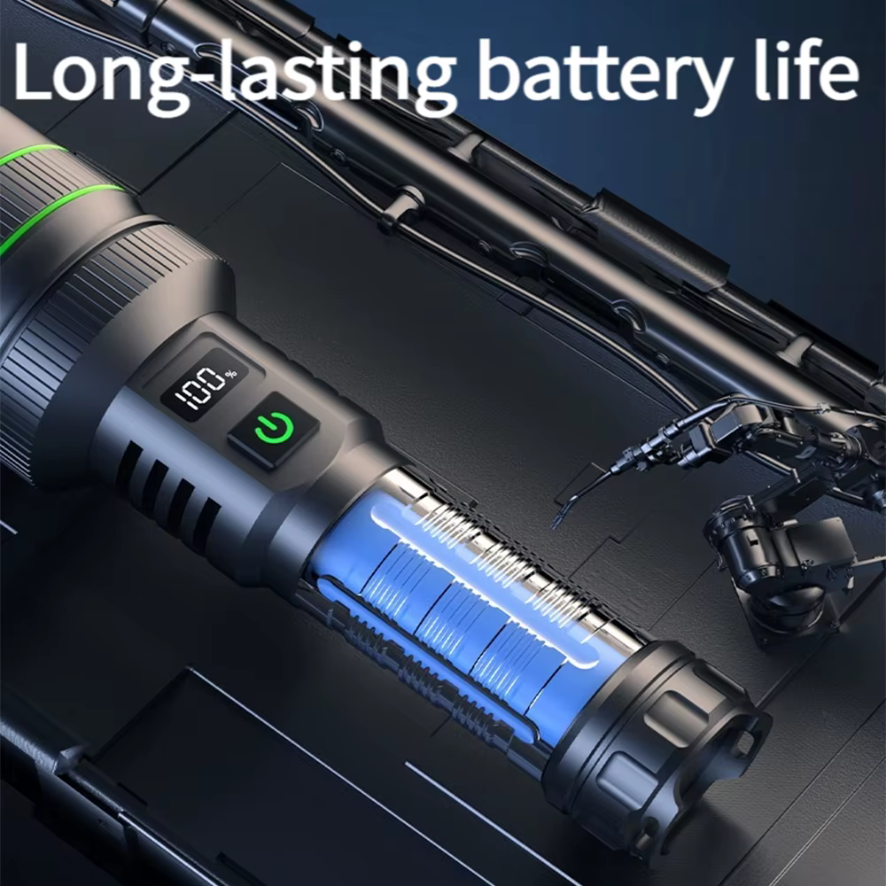 Torche tactique longue portée, lampe de poche LED haute puissance, Rechargeable par USB, lampe à lum