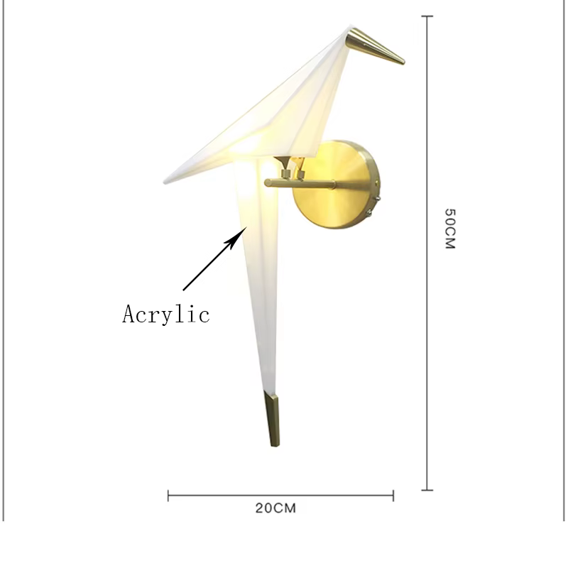 Nordique allée oiseau lampe à côté de la applique Led maison déco mur + lampes papier grue applique 