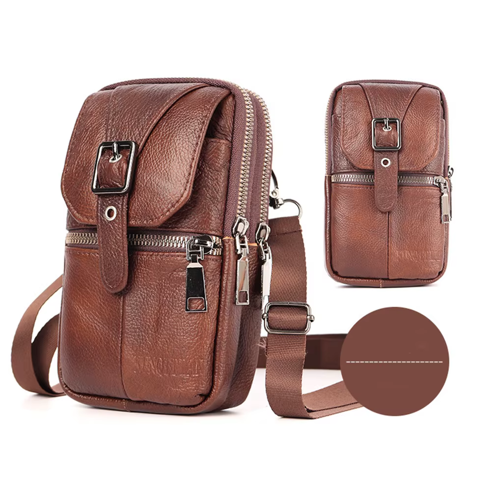 Poudres de téléphone en cuir, petit sac ceinture, sac à main à bandoulière lancé, sac de taille