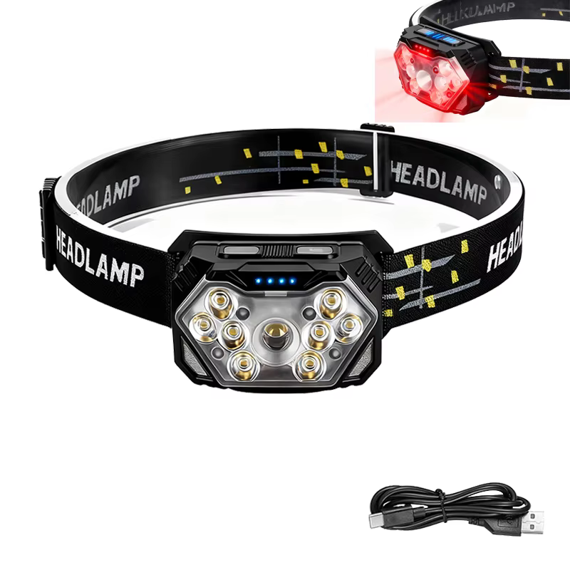 Phare LED Ultra lumineux avec lumière rouge lampe frontale Rechargeable par Usb en plein air course
