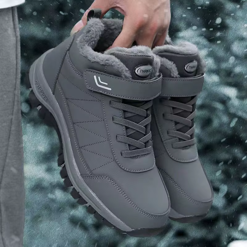 Bottes de neige épaisses doublées polaire pour hommes, chaussures d'hiver antidérapantes à semelle s