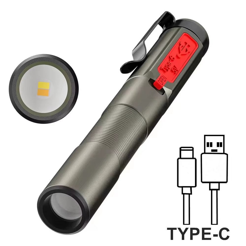 Mini lampe stylo 2-en-1, lampe LED blanche chaude, lampe stylo portable de premiers secours, recharg