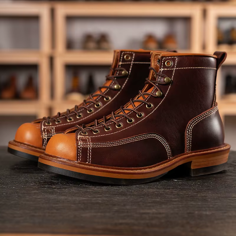 KOWM chaussures de randonnée bottes de vachette pour hommes chaussures de trekking en cuir britanniq