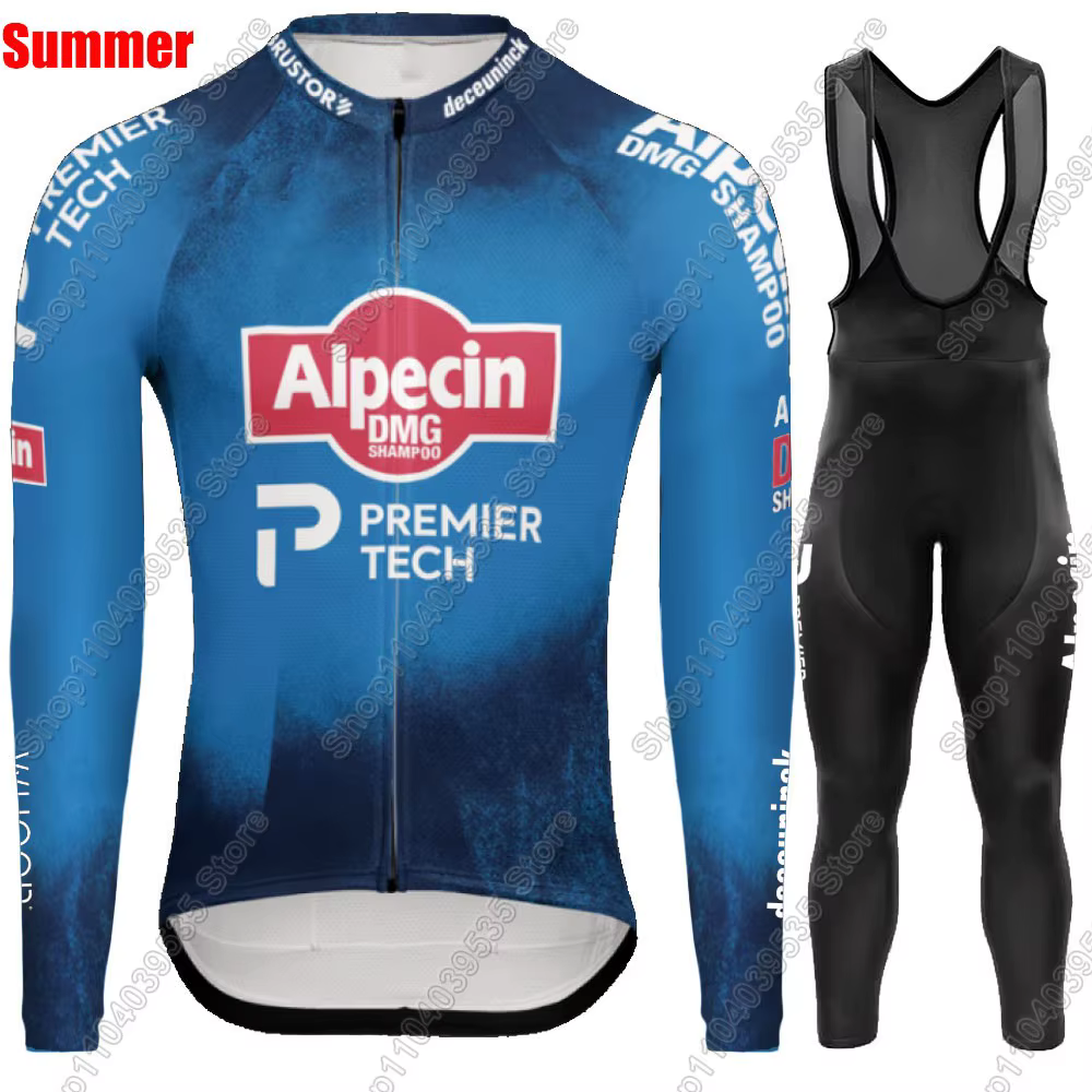 Alpecin Deceuninck 2026 Van Der Poel Maillot de cyclisme gris à manches longues ensemble été hiver c