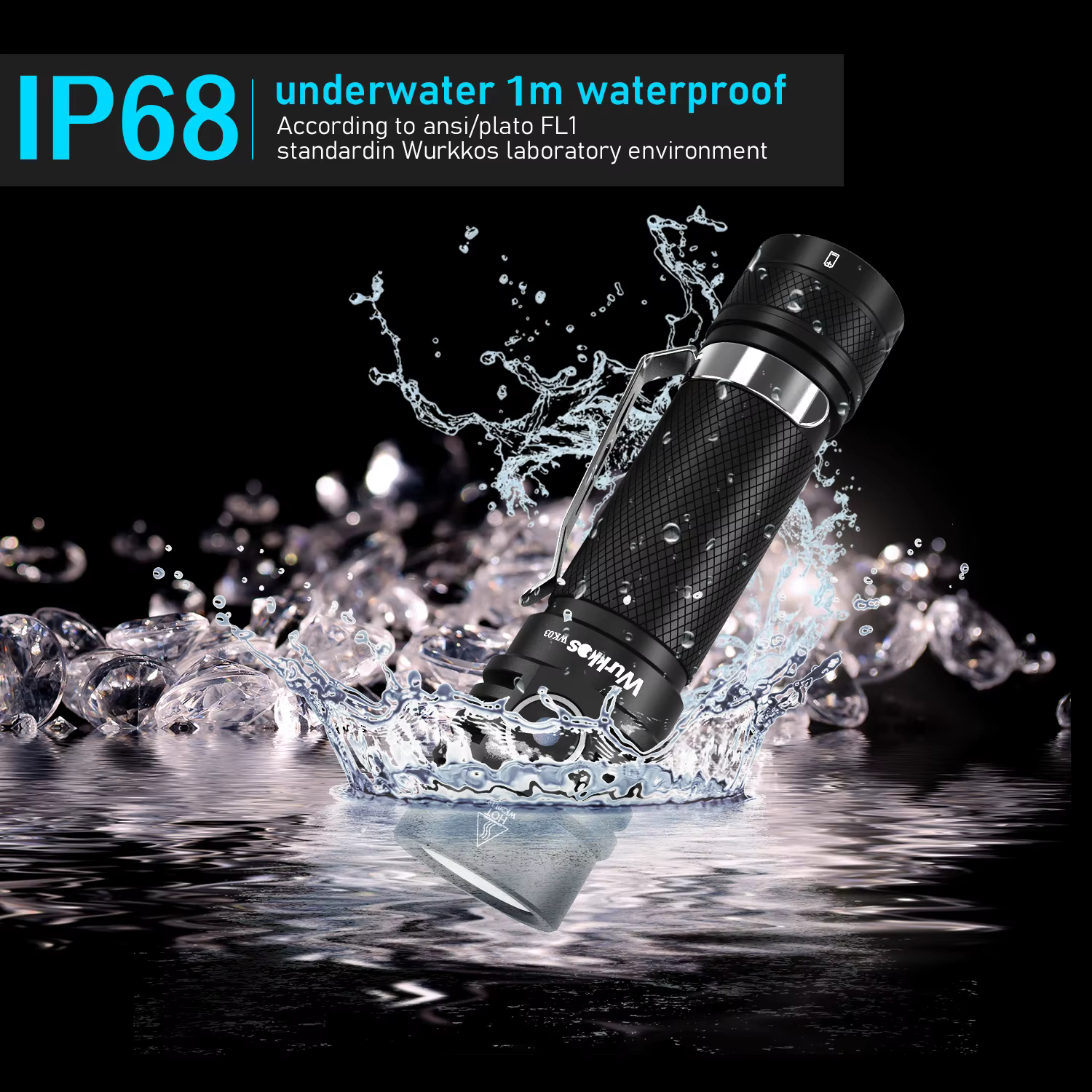 Wurkkos WK03 lampe de poche LED 18650 torche 1800LM ATR Luminus SST40 Rechargeable USB C lumière IP6