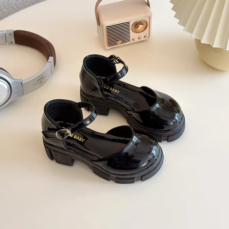 Chaussures en cuir coordonnantes pour enfants, chaussures à essence souples, polyvalentes et chics, 