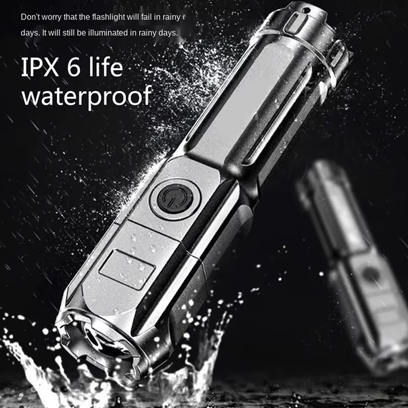 Lampe de poche LED puissante, torche Rechargeable par USB, Portable, Zoomable, pour Camping, 3 Modes