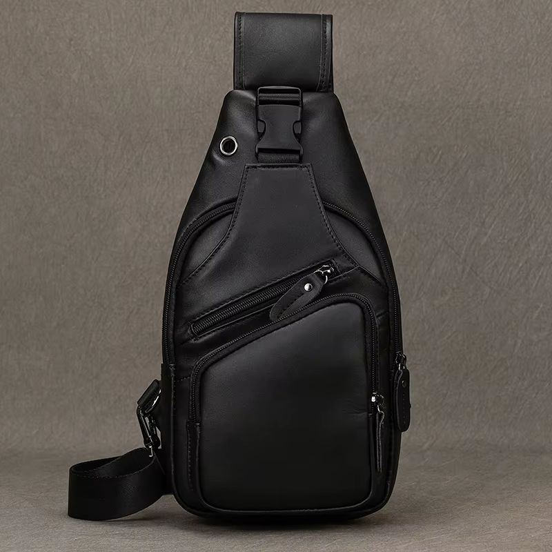 Luufan-Sac de poitrine en cuir véritable pour homme, sac messager initié, sacs à bandoulière pour ho